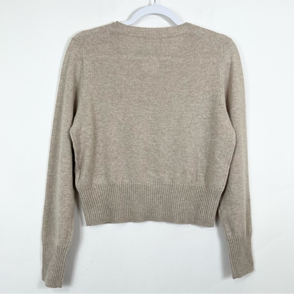 J. Crew Cashmere shrunken crewneck sweater Heather Stone Tan Size Medium NWT - Picture 10 of 10